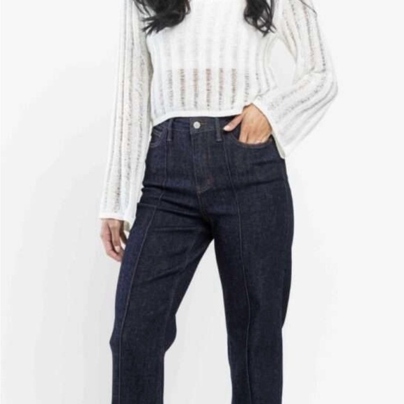 Judy Blue Denim - Judy Blue Dark Wash Wide Leg Blue Jeans Size 22W High Waist NWT